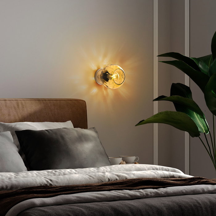 Opviq Benek - 15 - 14404 Lámpara de Pared de Metal y Vidrio Amarillo y Dorado